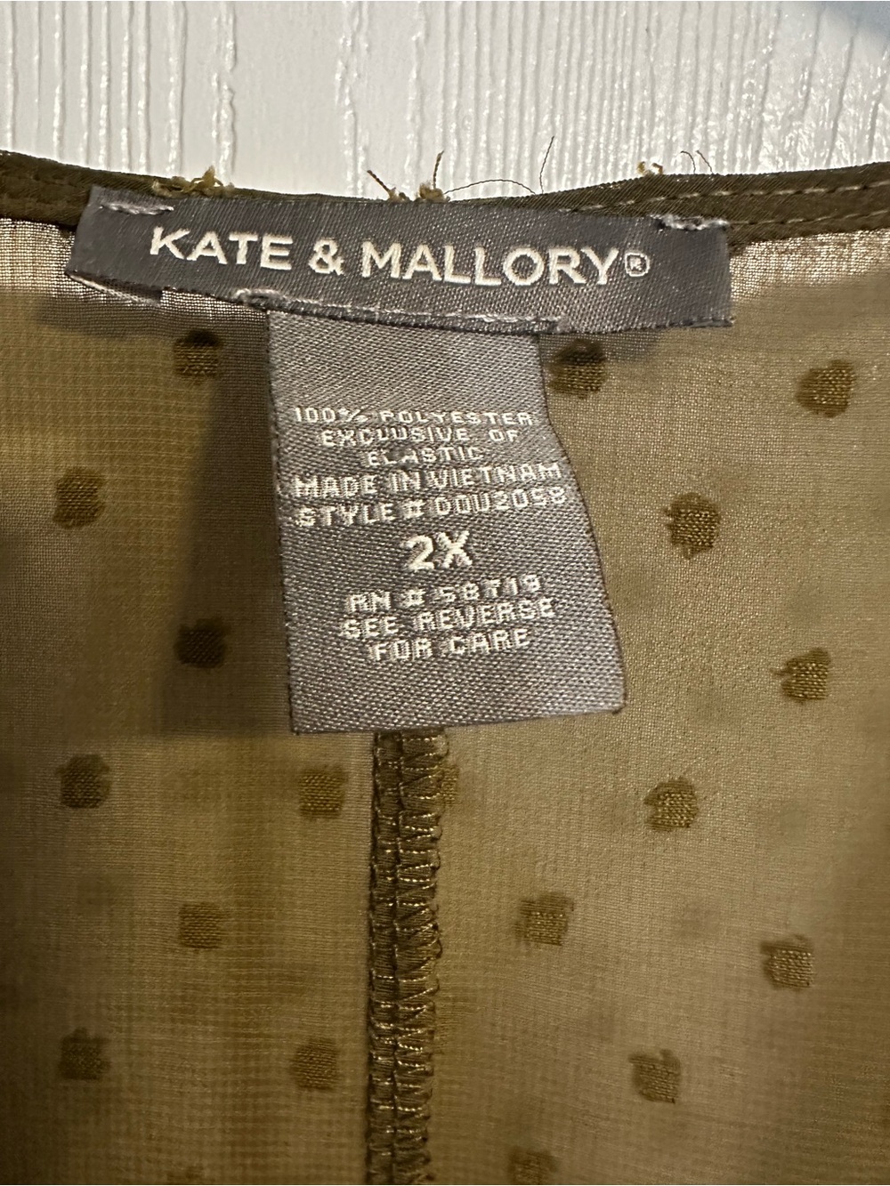 Sheer Olive Green Textured Midi Dress 2X - Picture 5 of 5